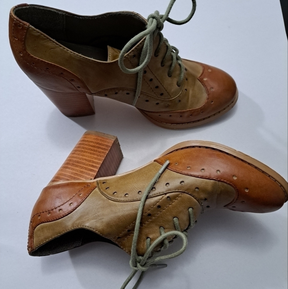 Restricted Traffic  Lace Up Two Tone Heels
